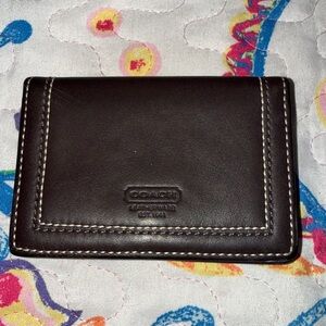 Coach Leather Bifold Wallet Chocolate Brown